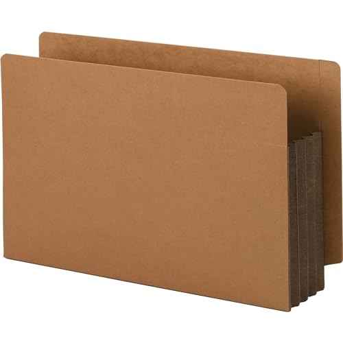 Smead End Tab File Pocket, Reinforced Straight-Cut Tab, 3-1/2" Expansion, Extra Wide Legal Size, Redrope with Dark Brown Gusset, 10 per Box (74681)