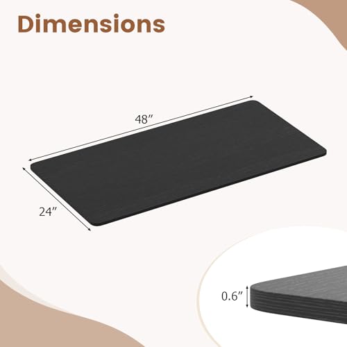 Tangkula 48" x 24" Universal One-Piece Tabletop – Black Rectangular DIY Countertop