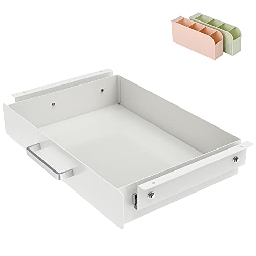 Gome Under Desk Pull-Out Drawer - Storage Organizer Office Mounted, Easy Slide-Out Pencil Drawer for Saving Space, Desk Storage Ideal for Sit-Stand Workstation (Without support bar under desk)
