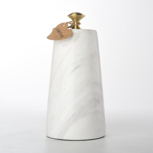 Decorative Door Stoppers, Solid Marble Heavy Duty Door Stops Indoor or Outdoor, Natural Stone Modern Door Stop with Brass Handle, Decor Doorstop Wedge Holder, Weighted Bookends.