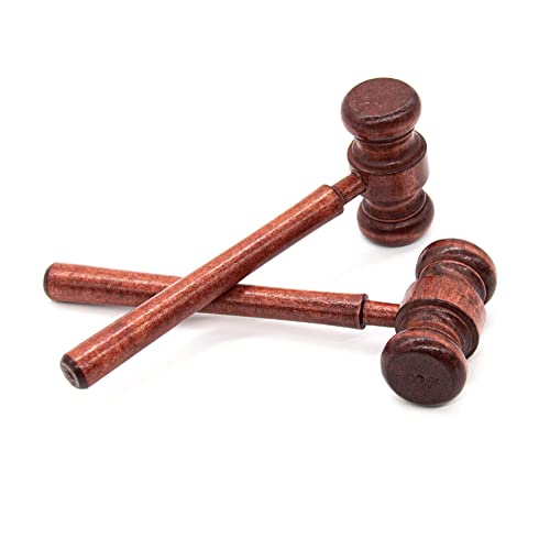 AUEAR 4 Pack Wooden Judge Gavel Mini Gavels Light Brown for Auction & Cosplay