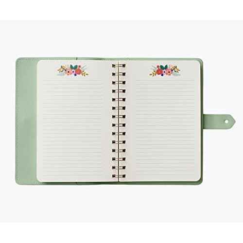 RIFLE PAPER CO. Garden Party Refillable Folio Journal, Canvas Paper Front Cover and Clear Plastic Back Cover, 88 Ruled Pages, Printed in Full Color with Double Spiral-Binding