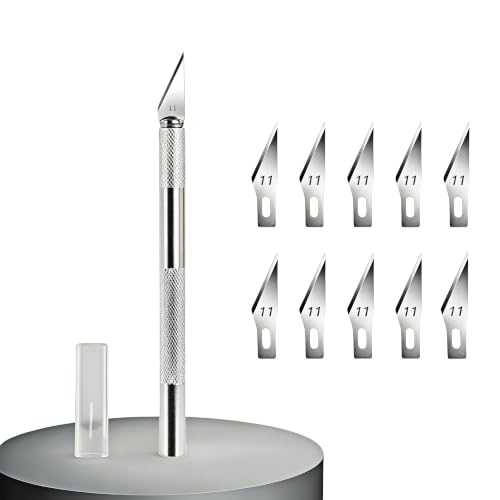 Silver Craft Hobby Knife with 12 Blades & Replacement Kit for Precise Cutting