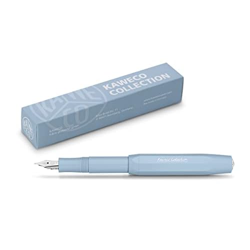 Kaweco COLLECTION Fountain Pen Mellow Blue, Fine Nib Sport Octagonal Clip Chrome
