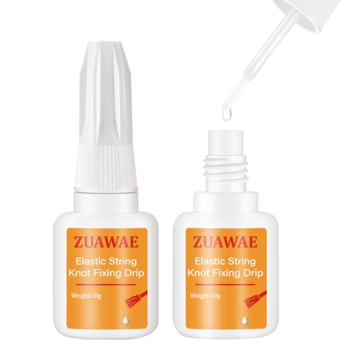 2PC Jewelry Glue for Elastic String - Clear, Built-in Brush, Knot Fixing for Beads & Rhinestones