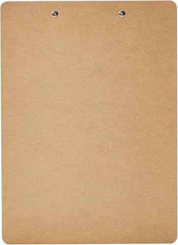 6-Pack Letter Size Office Clipboard - Brown Hardboard with Steel Clip