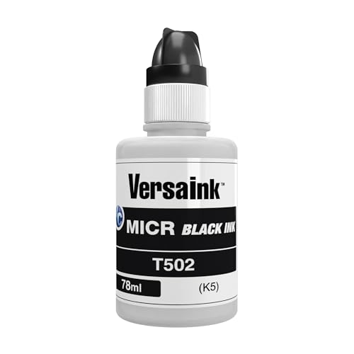 VersaInk Black MICR Ink 78ml Bottle - Compatible MICR Replacement for Epson Black T502 (for ET-2700, ET-2750, ET-3700, ET-3750, ET-4750, ET-4752)
