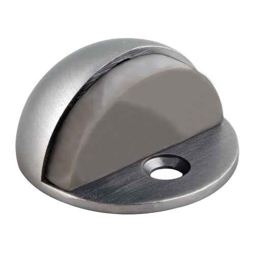 Dome Door Stop Wall Protectors with Rubber Stopper ? Satin Nickel Floor Mounted Door Stoppers 10-Pack ? Design House, 188342