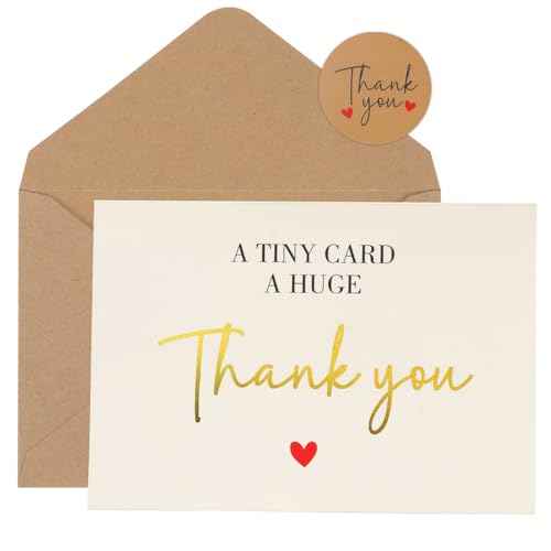 40 Pack Thank You Cards, Gold Foil Thank You Notes Bulk with Envelopes and Stickers, 5x3.5 Inchs Small Blank Inside for Personalized Messages, Thank You Cards for Wedding, Business, Graduation, Baby Shower, Holiday, Christmas, Gifts