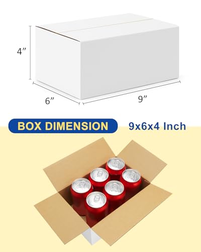 Poever 40-Pack Small Shipping Boxes 9x6x4 Inches White Corrugated Cardboard