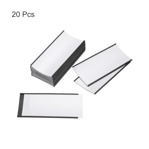 MECCANIXITY Label Holders 3" x 6" C Channel Rubber Magnetic for Metal Shelves Organize, Office File Cabinets Pack of 20