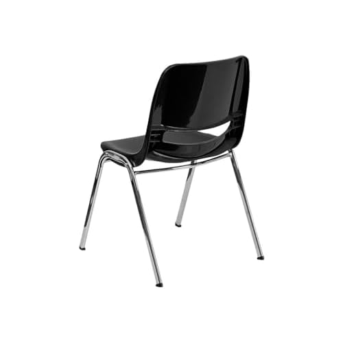 Flash Furniture HERCULES Series 880 lb. Capacity Black Ergonomic Shell Stack Chair with Chrome Frame and 18'' Seat Height