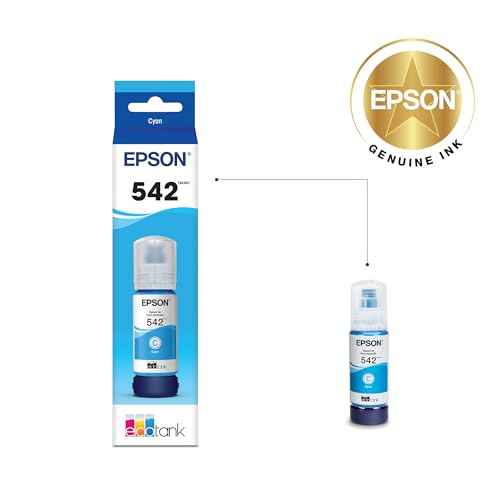 EPSON 542 EcoTank Ink Ultra-high Capacity Bottle Cyan (T542220-S) Works with EcoTank Pro ET-5150, ET-5170, ET-5180, ET-5800, ET-5850, ET-5880, ET-16600, ET-16650