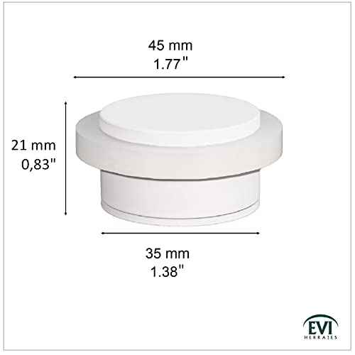 EVI Herrajes | White Door Stop | Modern Design | H:0.82¡° - W:1.37¡± | Adhesive or Screw Installation Included | Natural Silicone Protection | Floor Door Stop