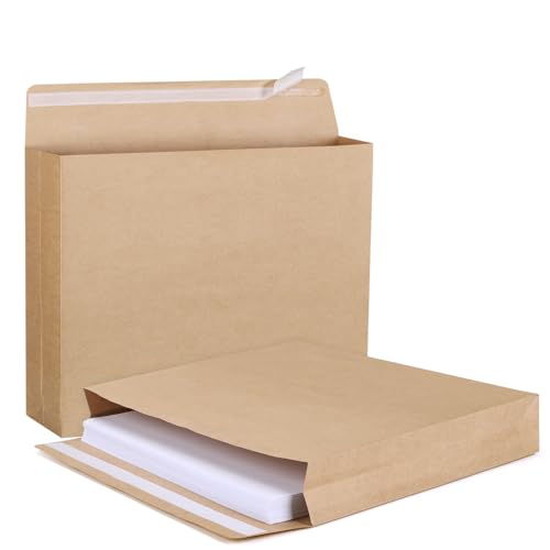 25 Pack 10x13 Inch Expandable Kraft Catalog Envelopes Self-Seal Office Mailers