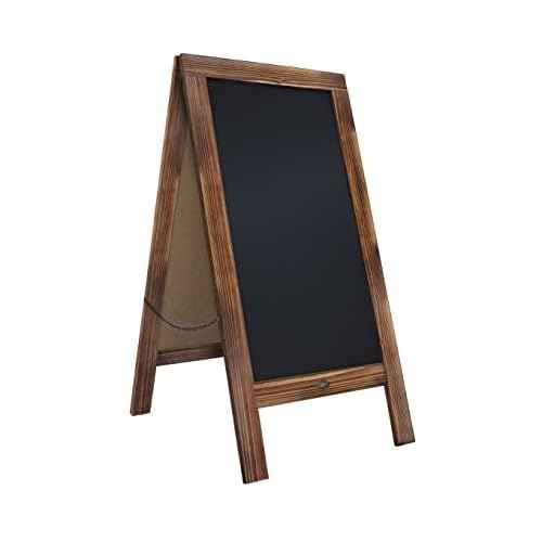 HBCY Creations A Frame Chalkboard 40x20 Solid Wood A-Frame Sign Rustic Brown Double-Sided Magnetic Board, Chalkboard Menu Board, for Restaurants, Caf?s, Weddings - Heavy Duty Hinges