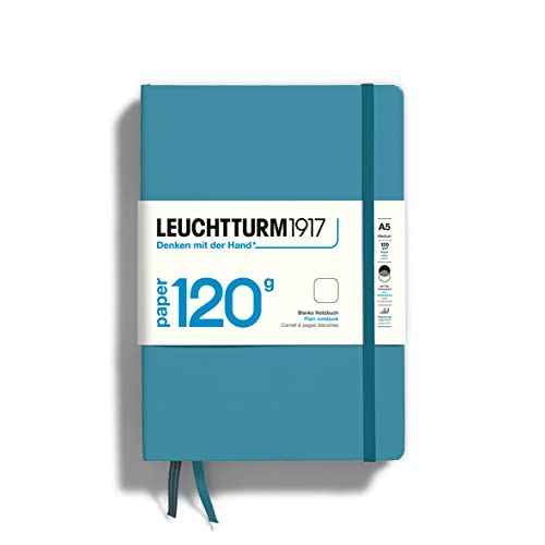 LEUCHTTURM1917-120G Special Edition - Medium A5 Plain Hardcover Notebook (Nordic Blue) - 203 Numbered Pages with 120gsm Paper