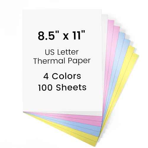 Phomemo Color Thermal Paper, 8.5" x 11", 4-Color Assortment, 100 Sheets, Advanced Printing Paper, Compatible with Gloryang Letter Portable Printer, Thermal Printer Paper for M08F-Letter, A285M, M834