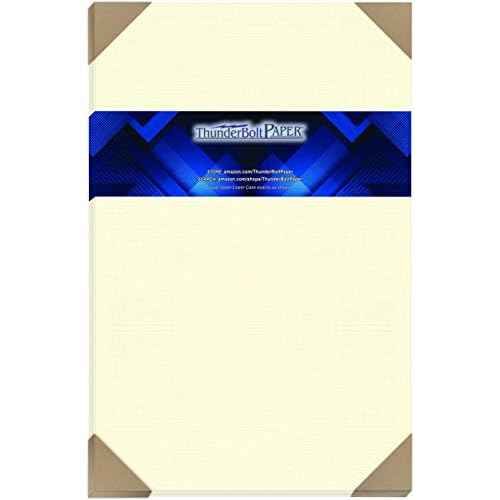 50 Natural Linen 80# Cover Paper Sheets - 11" X 17" (11X17 Inches) Tabloid|Ledger|Booklet Size - Card Weight - Fine Linen Textured Finish - Quality Cardstock