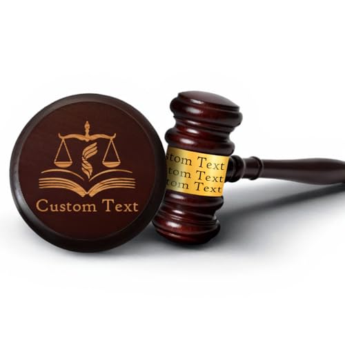 Personalized Wooden Gavel and Sound Block Set for Chairmen, Lawyers - Scales Design