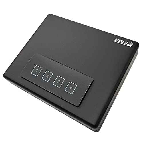 SOULYI Portable Digital Gun Safe for Pistols with Password and Key Access, Pistol Safe with Muting Mode for Truck, Nightstand, Drawer, Cabinet, Bookshelf and Car Travel