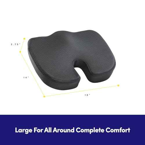Office Chair Cushion Seat Cushion for Long Sitting ?? Ergonomic CertiPUR-US¢ç Memory Foam Non Slip Seat Pad for Desk, Car, Travel, Stadium, Bleachers & Airplane ?? Tailbone Support Pillow