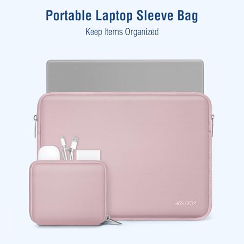 MOSISO 13.3 Inch Baby Pink Laptop Sleeve with Small Pouch - Shockproof Protective Case