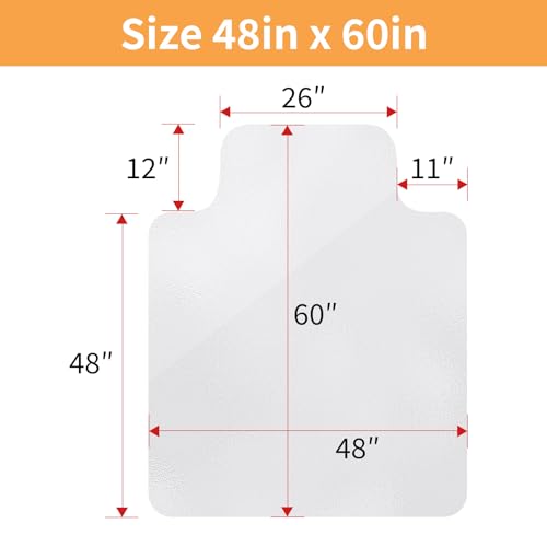 Yecaye Desk Chair Mat for Hardwood Floor, Office PVC Computer Chair Mat, Floor Protector for Rolling Chairs (Transparent, 48" x 60")
