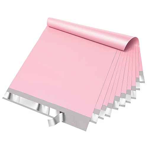 Fuxury Poly Mailers 12x15.5Inch 50 Pcs, Heavy Duty Shipping Bags for Clothing, Strong Adhesive Shipping Envelopes for Small Business, Self Seal Mailers Poly Bags Mailing Envelopes,Light Pink
