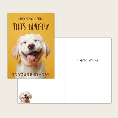 Gooji 5x7 Funny Happy Dog Birthday Card ? Cute Puppy Design, Hilarious Greeting, Perfect for Dog Lovers, Men, Women, Husband, Wife