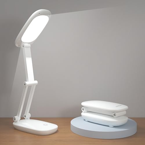 Akejrym White Rechargeable LED Desk Lamp - Foldable, Dimmable Office & Home Light