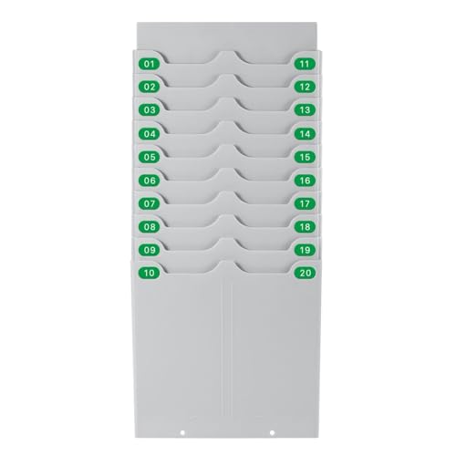 Flexzion Wall Mount Time Card Holder Rack for Employee Attendance, 20 Slots