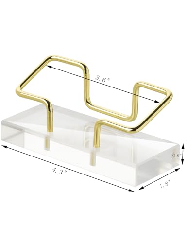Leicraft Golden Business Card Holder for Desk - Modern Acrylic & Metal Organizer