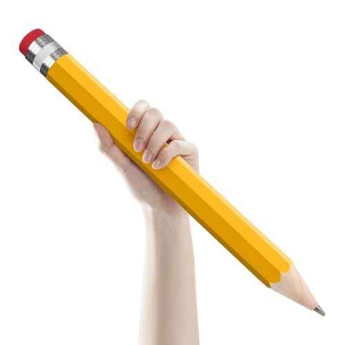 Wooden Jumbo Pencil for Prop Gifts Decor 14 Inch Funny Big Novelty Pencil with Cap Yellow