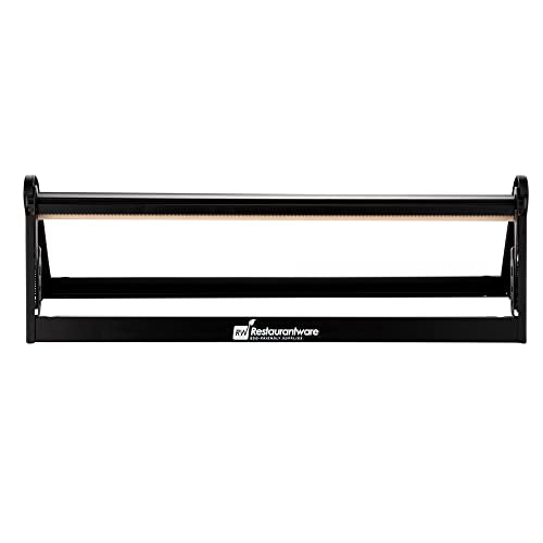 Restaurantware-26.2 x 6.7 x 8 Inch Wrapping Roll Paper, 1 Wall Mountable Butcher Paper Holder - Serrated Blade, Rubber Feet, Black Steel Paper Cutter Stand, Versatile, For 24 Inch Butcher Paper