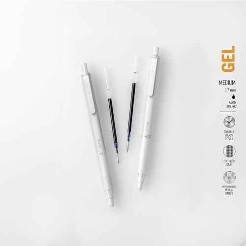 Zebra Pen G-750 Retractable Gel Pen, Pearl White Brass Barrel, Textured Grip, 0.7mm, 1-Pack with Refills (49801)