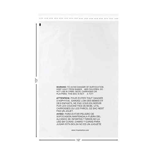 50 Pack 10" x 13" Self Sealing Adhesive Clear Plastic OPP Poly Bags Transparent Clear Bags T Shirt Flat Open Top Apparel Poly, (10" x 13" (50 Count))