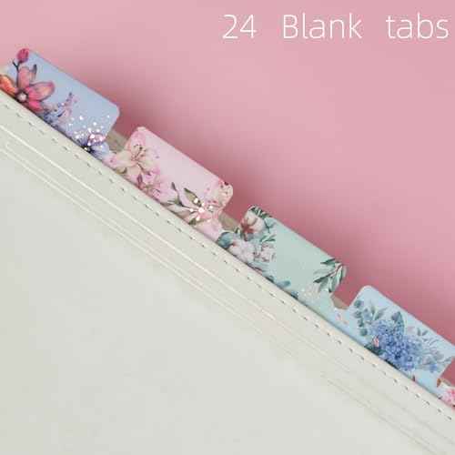 UPAFEXXI-Laminated Planner Monthly Tabs(72 Stickers in Total,24 Month,24 Subject,24 Blank) Calendar Monthly Label Stickers for Planners, Subject Label Adhesive Tabs for Folders, Pages(Floral)