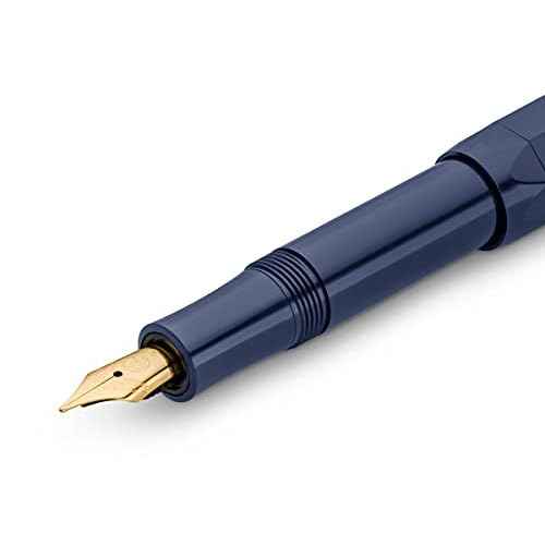 Kaweco CLASSIC SPORT Fountain Pen Navy Blue with 23 Carat Gold-Plated Steel Nib and Iridium Tip for Ink Cartridges I Sport Fountain Pen 13 cm I Nib: F (Fine)