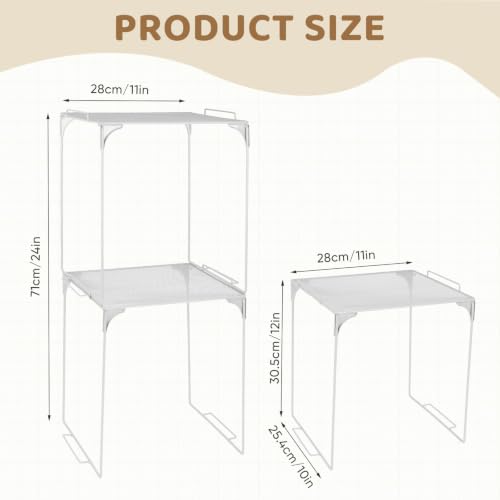 Locker Organizer Shelf, Stackable Metal Shelf for School Lockers, 2