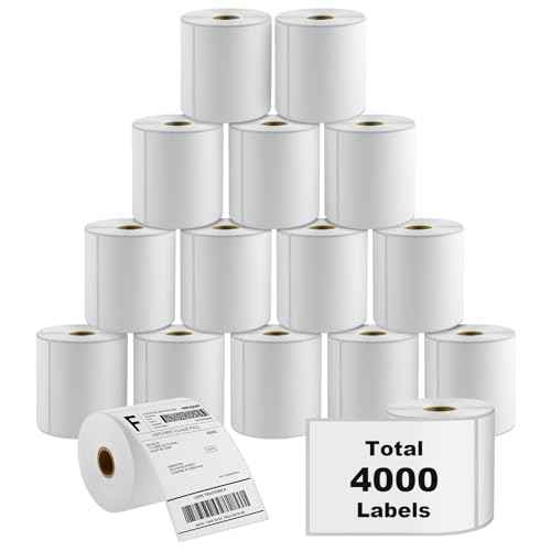 MaxGear 4" x 6" Direct Thermal Labels, 4000 Pcs/16 Rolls, Perforated White Mailing Shipping Package Labels, Commercial Grade, Permanent Adhesive, Compatible with Most Thermal Printers
