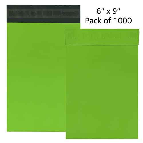 Colored Poly Mailers Pack of: (Green, 6" x 9" pack of 1000) Be creative with your packaging with Colored mailers