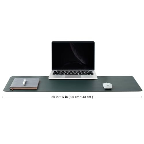 HOMIEAZICOZI Dark Green Cork Dual-Sided Desk Mat 36x17 Inches for Office & Home