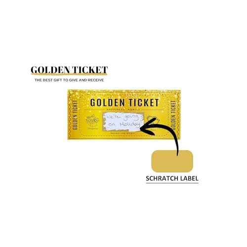 | Golden Ticket Scratch Card | Personalized Gift Set for Birthdays, Movie Vouchers & Special Messages | Elegant Gold Design