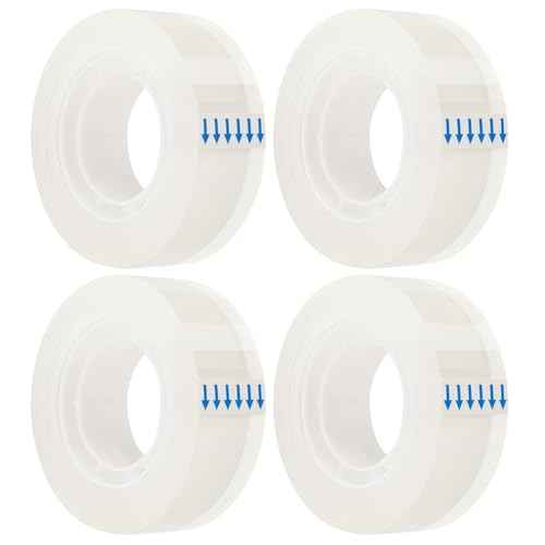 OWLKELA 4 Rolls Transparent Tape Refills, Clear Tape, All-Purpose Transparent Glossy Tape for Office, Home, School