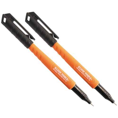 Klein Tools 861002 Skribes Permanent Markers, Ultra Fine Tip, Professional-Grade Ink, Jobsite Marker for Wet, Dry, and Oily Surfaces, Black, 2-Pack