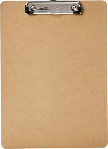 6-Pack Letter Size Office Clipboard - Brown Hardboard with Steel Clip