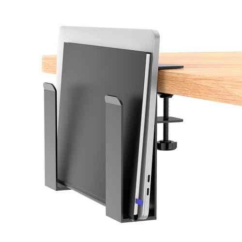 WYYHAA Adjustable Side Laptop Mount, No Drill Desk Storage Organizer, Metal Hanging Notebooks Holder, Punch-Free Clamp for MacBook Pro, Documents With Anti-Scratch Silicone