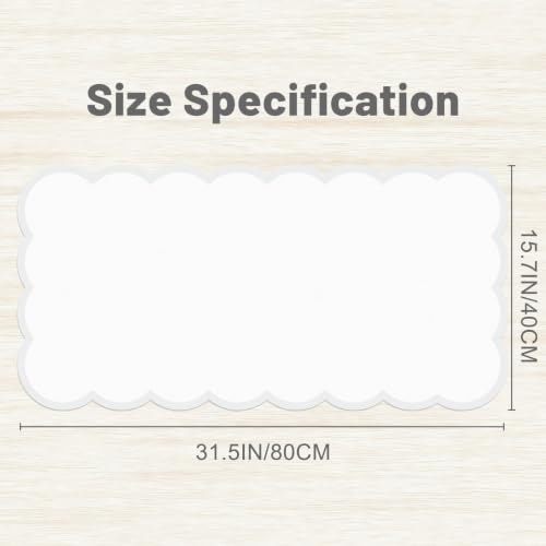 Yuhijoy Beige Scalloped Desk Mat 31.5x15.7-inch Large Mouse Pad for Office & Gaming