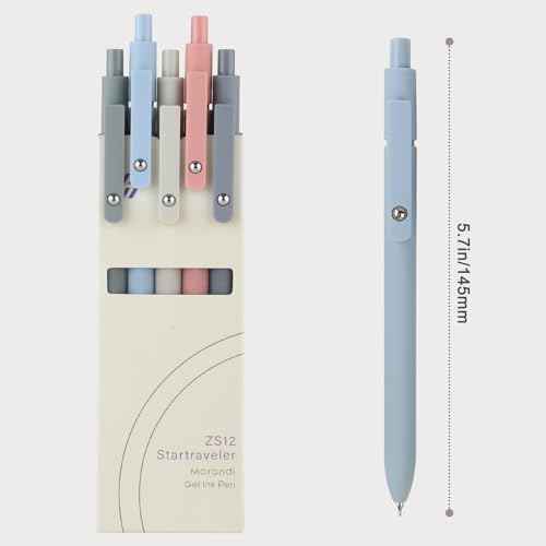 FIOVER Gel Pens, 5pcs 0.5mm Quick Dry Black Ink Fine Point Smooth Writing Pens High-End Series Ballpoint for Office School Supplies(Morandi)